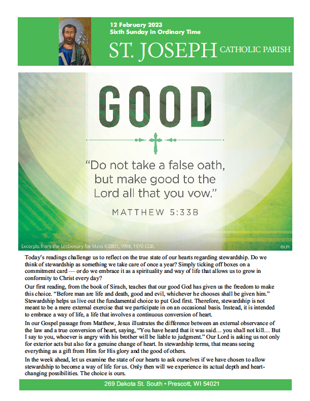 9 February 2023 Parish Update St. Joseph Catholic Church