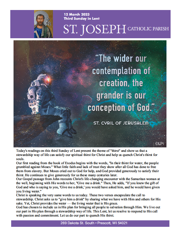 9 March 2023 Parish Update St. Joseph Catholic Church